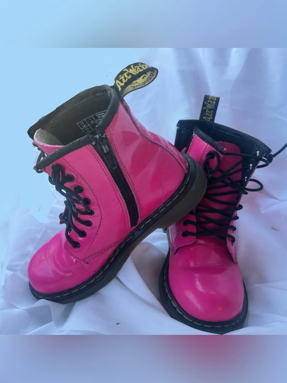 Dr Martens Hot Pink Zip Up Delaney Combat Boots Youth Size 1